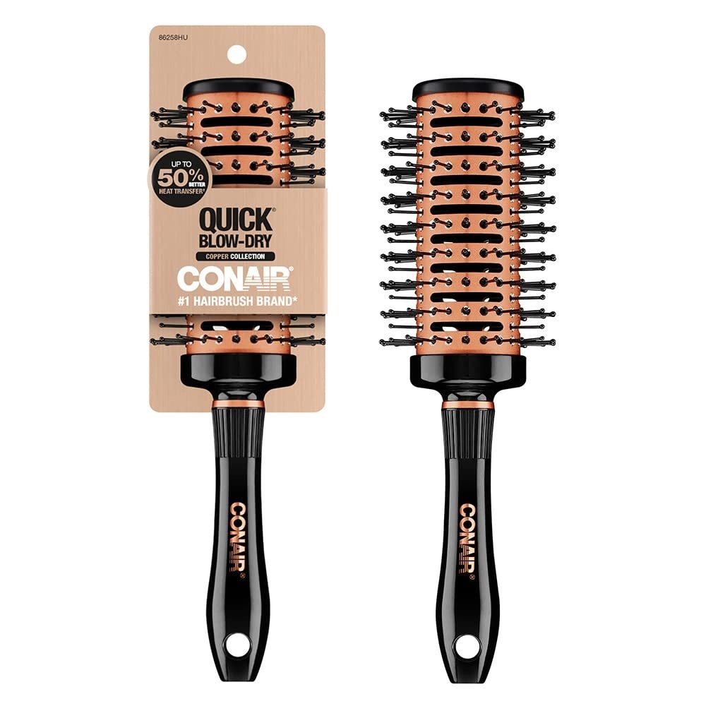 image:imageConair Vented Copper Collection Round Brush for Blow Drying and Styling Quick Blow Dry BrushVented Round