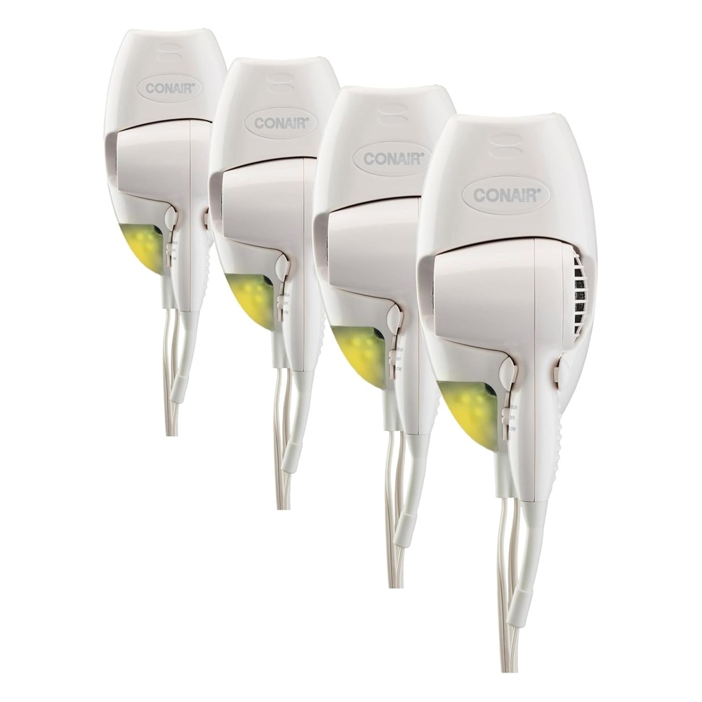 image:imageConair Wall Mount Hair Dryer SpaceSaving Wall Mount Design with LED Night Light 1600W for Fine Medium and Thick Hair White 134NR1 Count Pack of 4