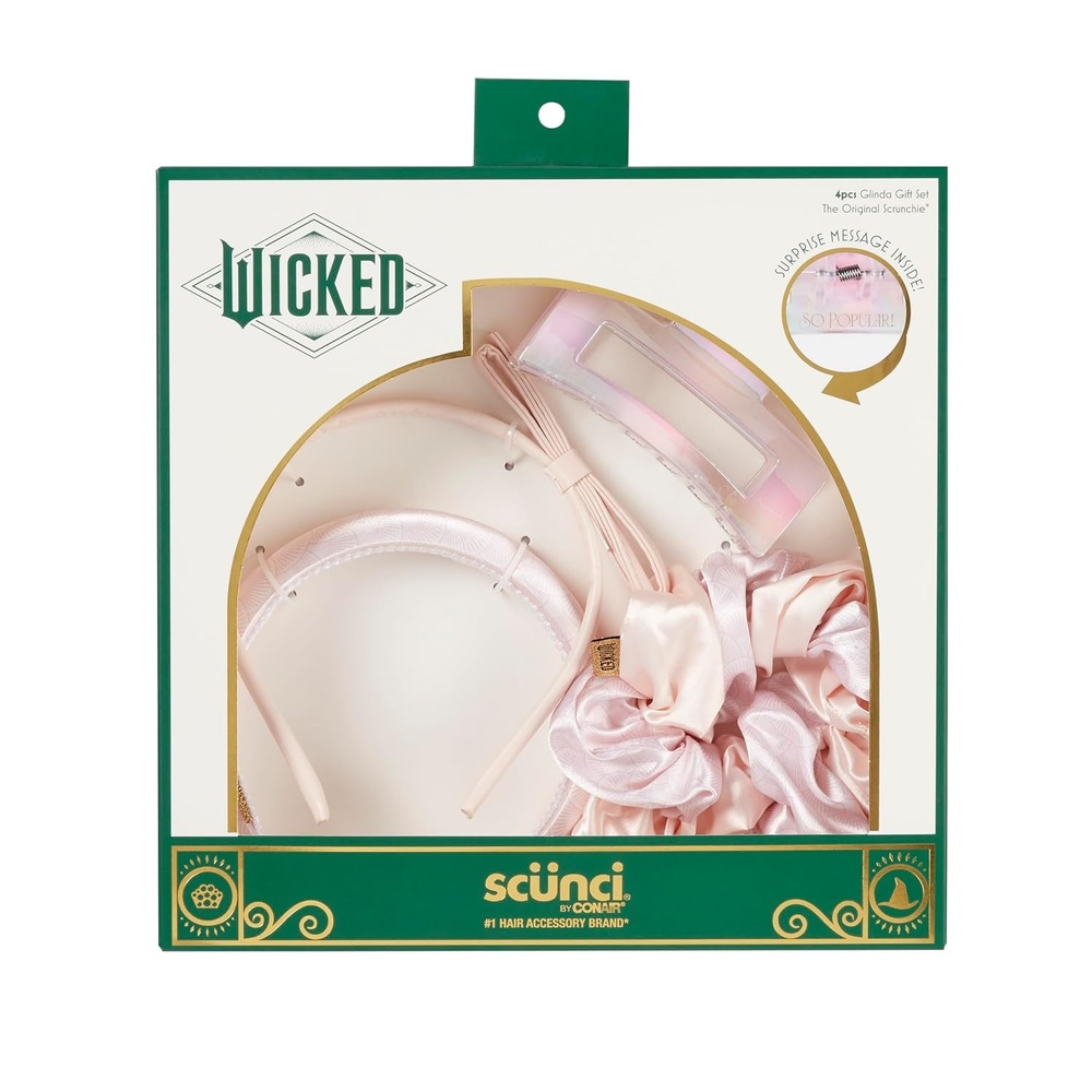 image:imageConair Wicked Elphaba Gift Box  hair accessories for girls  gifts for her  hair accessories  Scunci 4PKGlinda Pink