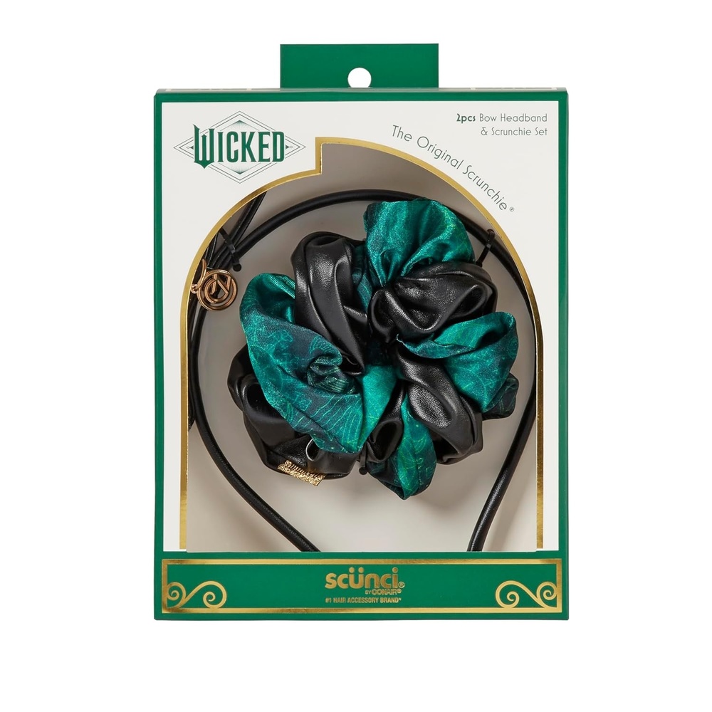 image:imageConair Wicked Elphaba Gift Box hair accessories for girls gifts for her hair accessories Scunci 4PKGreen Black