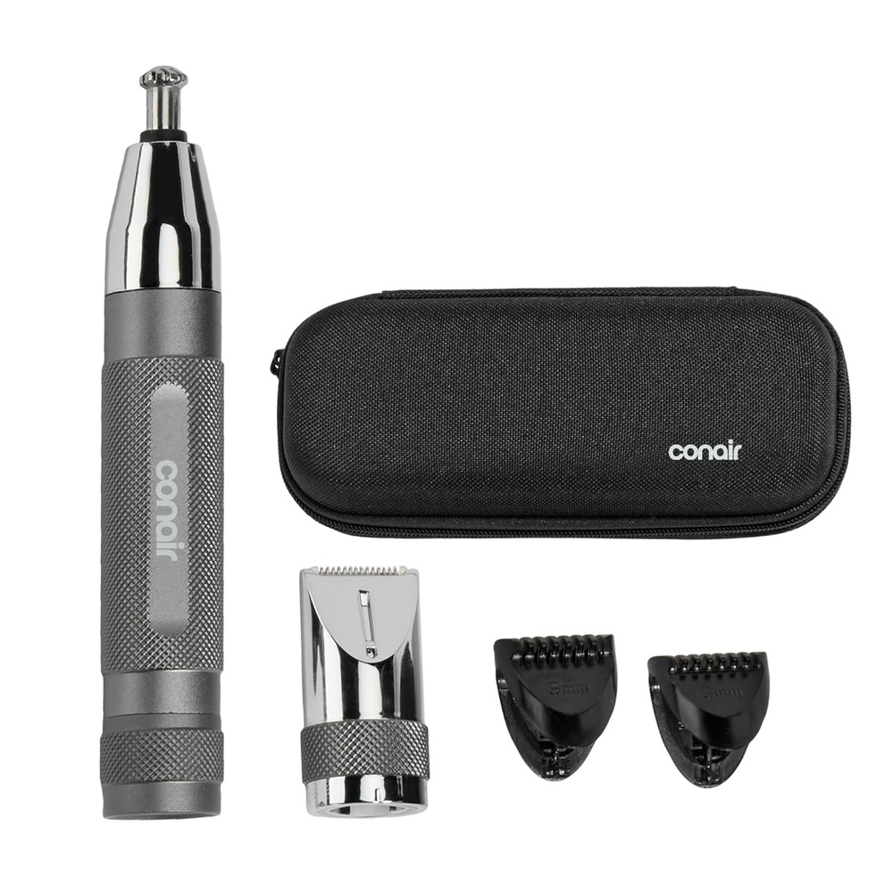 image:imageConairMAN 360 Bevel Blade Ear and Nose Trimmer Patented 360 beveled blade trims ear nose and brows with no pulling BlackSilver Model PG1000L5Metal