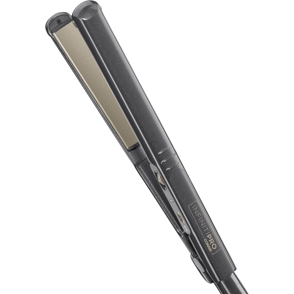 image:imageINFINITIPRO BY CONAIR Tourmaline Ceramic 1Inch Flat Iron Hair Straightener 1Inch Flat Iron to Straighten or Curl 5 Heat Settings for All Hair Types and Textures Metallic GrayMetallic Grey