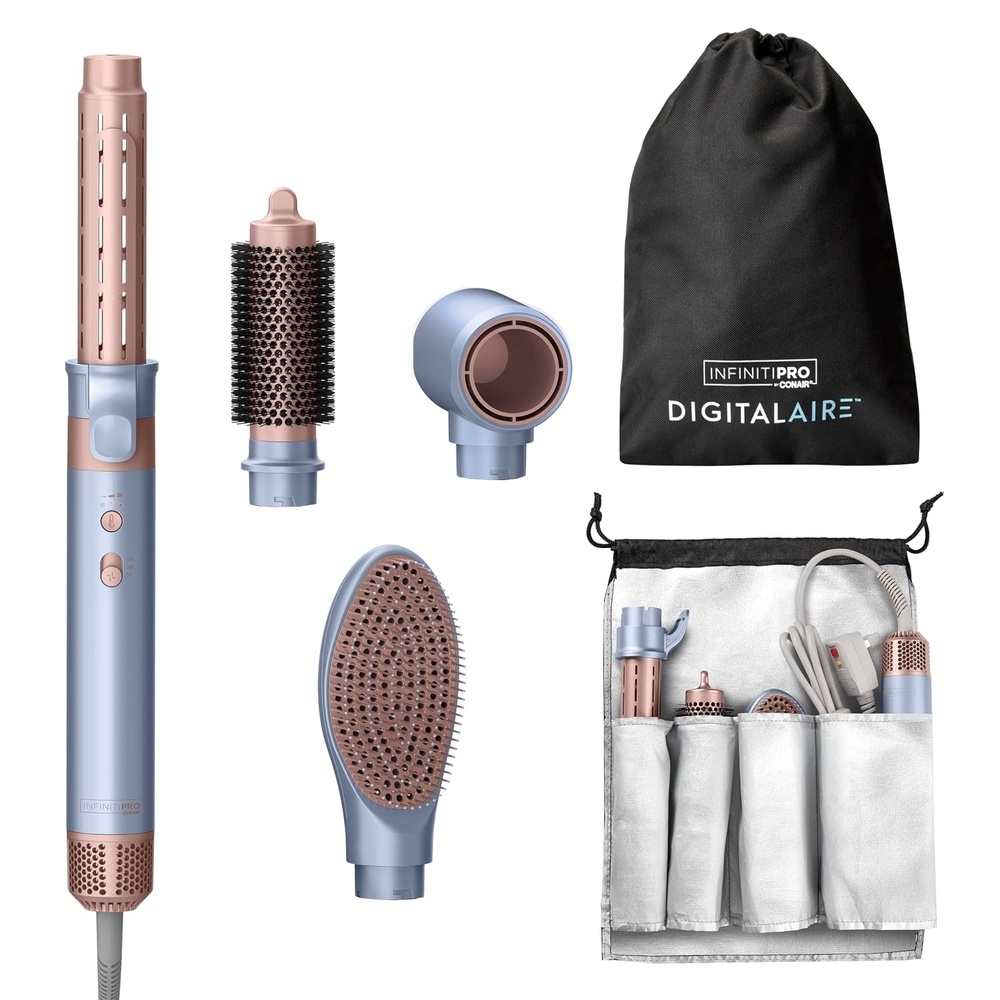 image:imageINFINITIPRO by CONAIR DigitalAIRE Multi Hair Styler Air Styling System for Curls Waves Blowouts amp Volume 4 Attachments to Personalize Your Look Plus Storage Bag Light BlueLight Blue