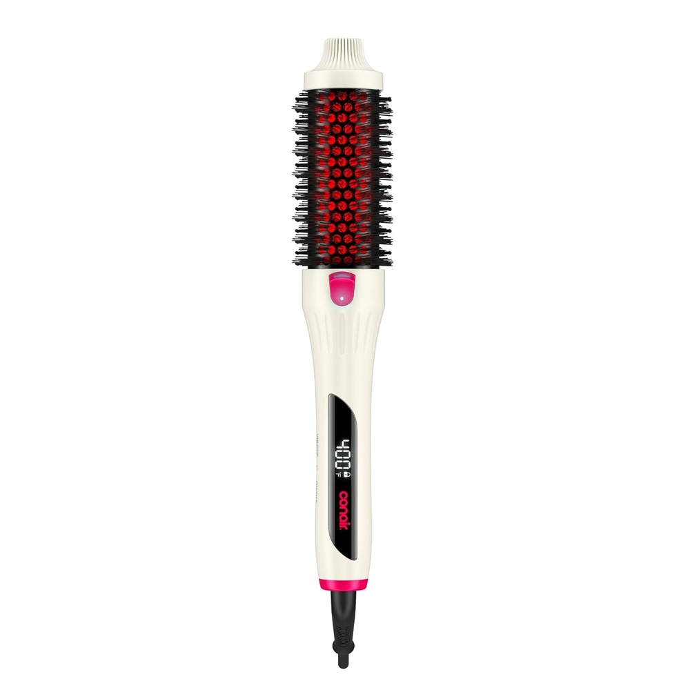 image:imageInfiniti PRO CONAIR 15 Inch Infrared Thermal Brush Ionic Heated Hair Styler with 4 Heat Settings up to 400F Ceramic Barrel for Volume and Curls Digital Hot Brush White