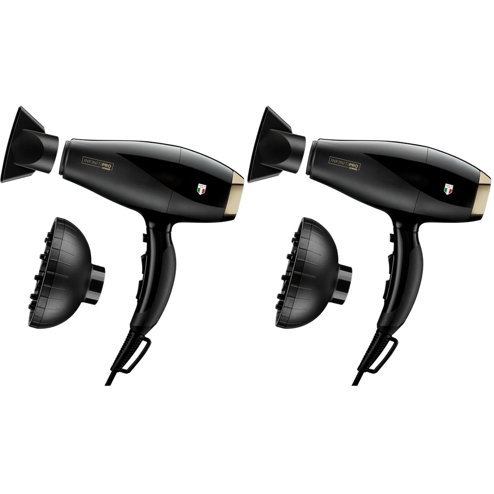 image:imageInfiniti PRO CONAIR ArteBella Hair Dryer Italian Performance Blow Dryer with Diffuser and Concentrator Attachments Luxurious Experience and UltraFast Drying Power 6 HeatSpeed Settings BlackPack of 2