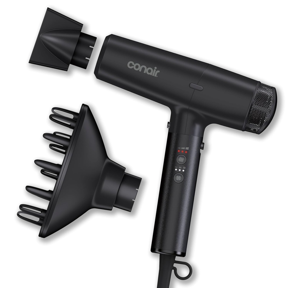 image:imageInfiniti PRO CONAIR Digital Dryer FrizzReducing Ionic Hair Blow Dryer with Diffuser and Concentrator Attachments Up to 5X More Speed and 90000 RPMs for Advanced Drying Power BlackBlack