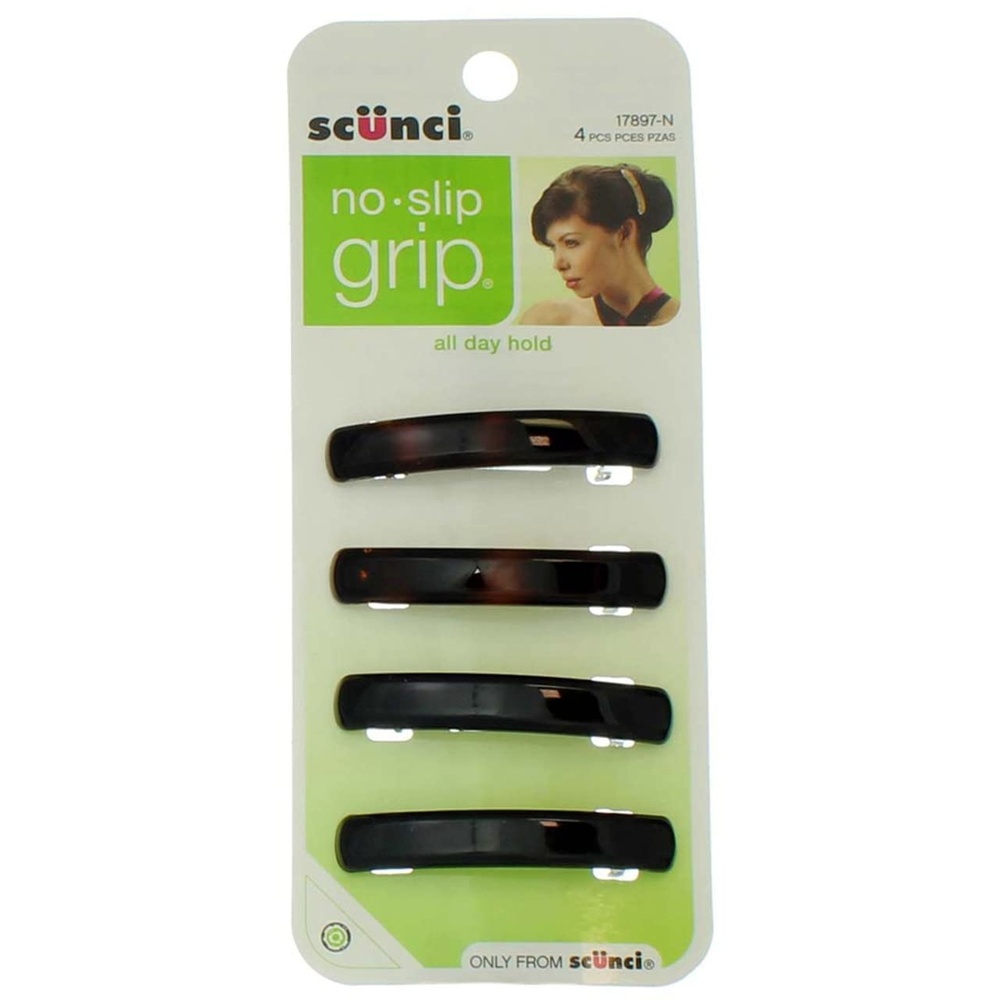 image:imageScunci Noslip Grip Auto Clasp Barrettes 2 Count Colors May Vary4 Count Pack of 1