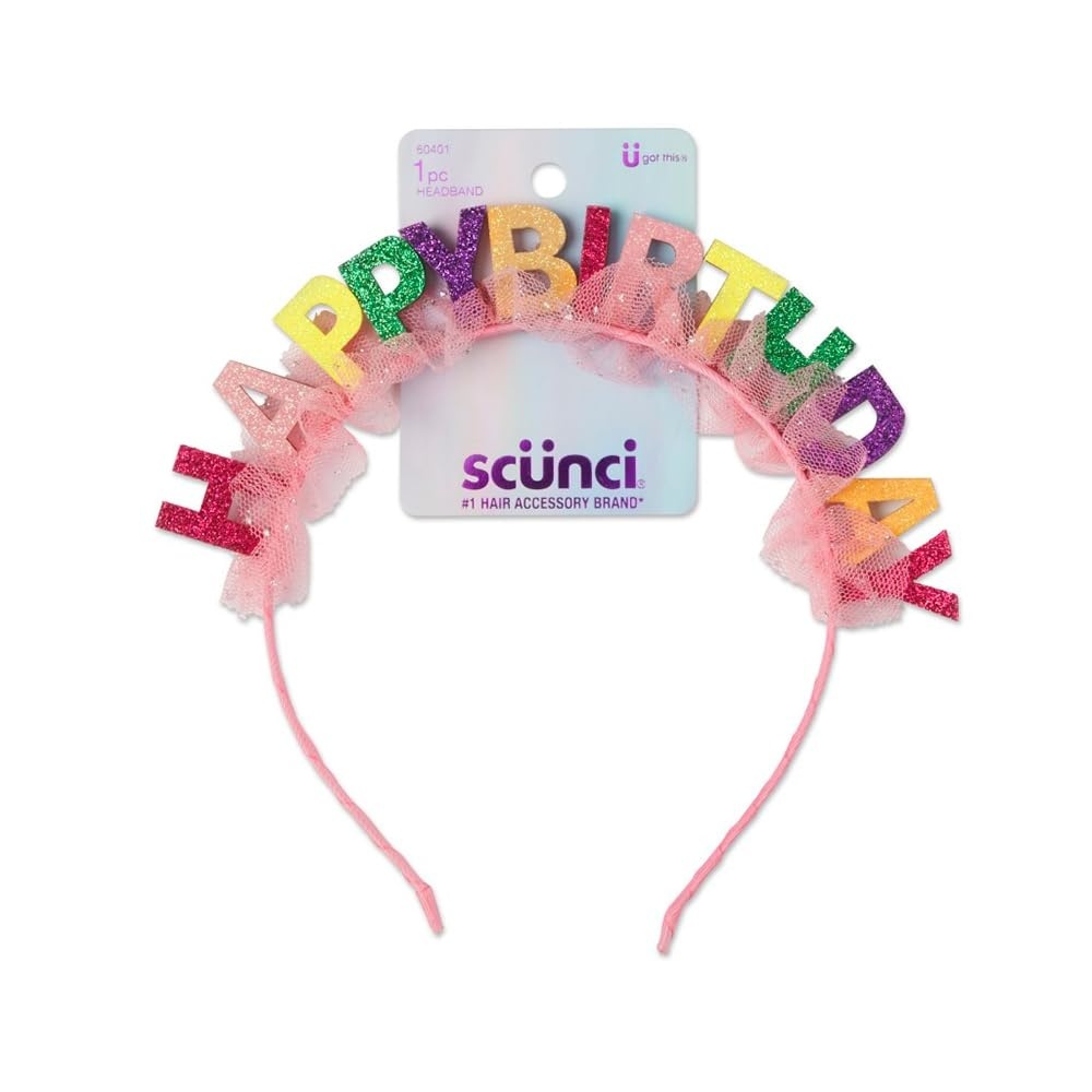 image:imageScunci by Conair Birthday headband Birthday girl head band Birthday gifts for women or girls  Bright colors w tulle  1 Count