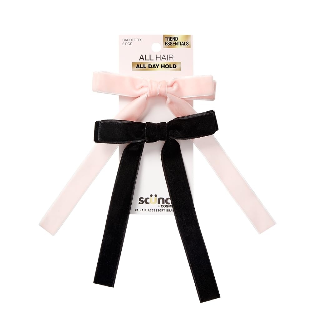 image:imageScunci by Conair Bow Barrette hair accessories for women hair bows bows hair barrettes for women Blush amp Black