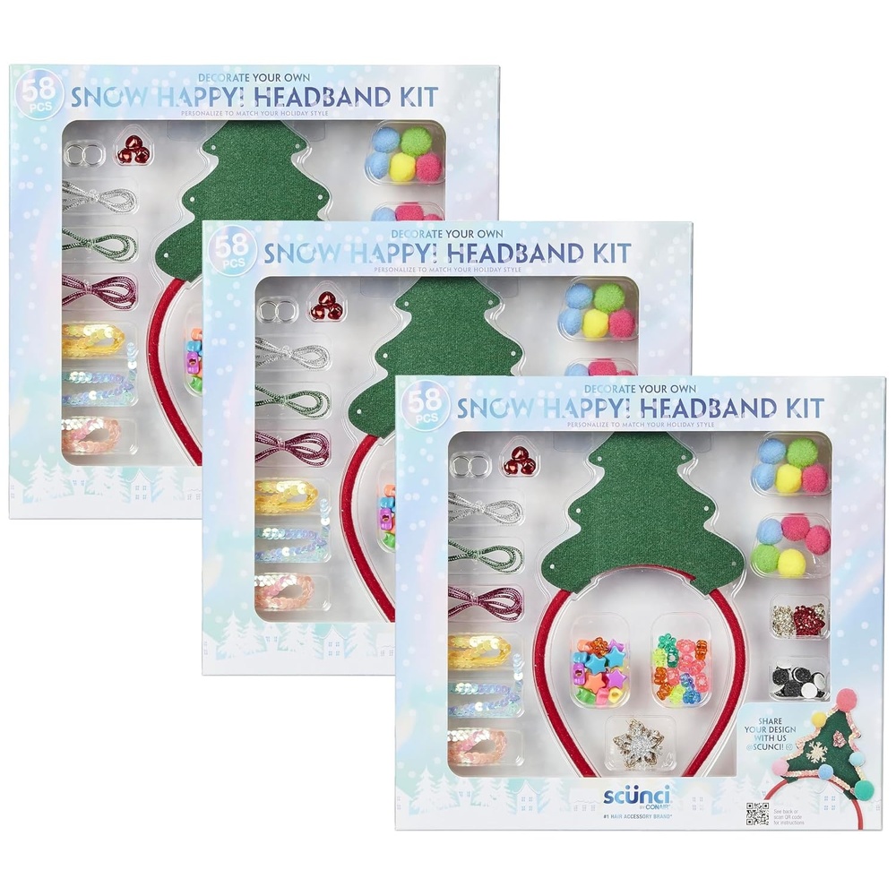 image:imageScunci by Conair DIY Holiday Christmas Headband Kit Decorate Your Own Holiday Headband Perfect for Families Kids and Parties1 Count Pack of 3