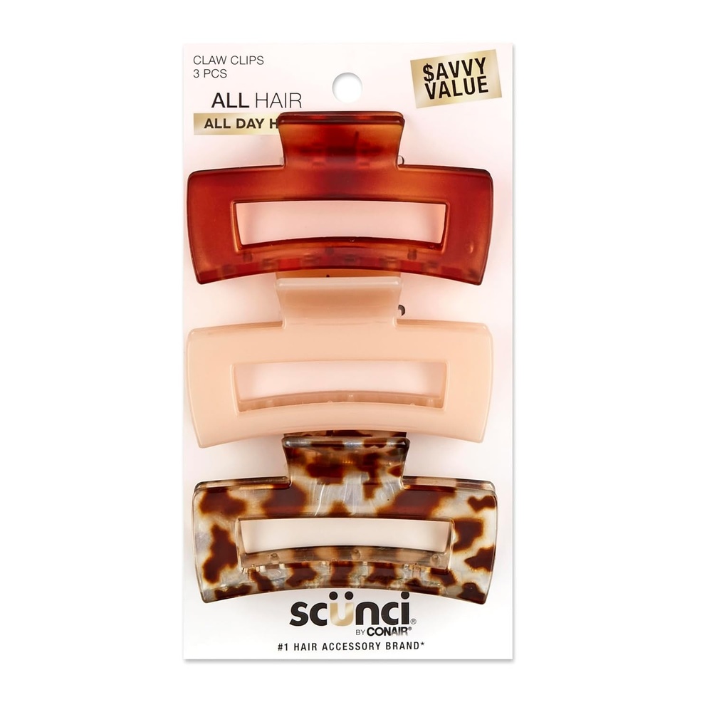 image:imageScunci by Conair Hair Claw Clips for Women Hair Claw Clip Set Chunky NoSlip Hair Clips in Neutral Taupe and Blonde Shades 3 Count Pack of 1Tortoise Taupe Giraffe