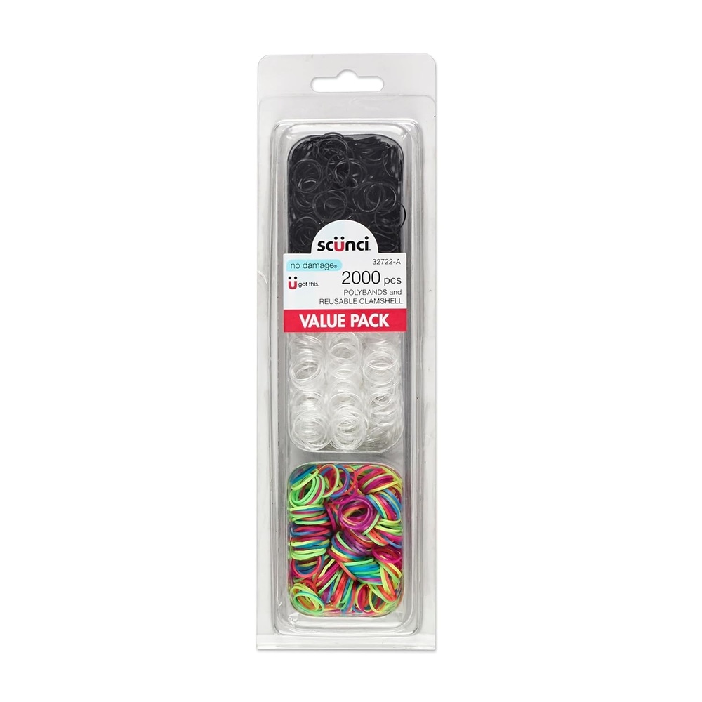 image:imageScunci by Conair Hair Ties Clear Elastics Hair Accessories for Women Black Clear amp Multicolor 2000 CountBlack Clear Multicolor
