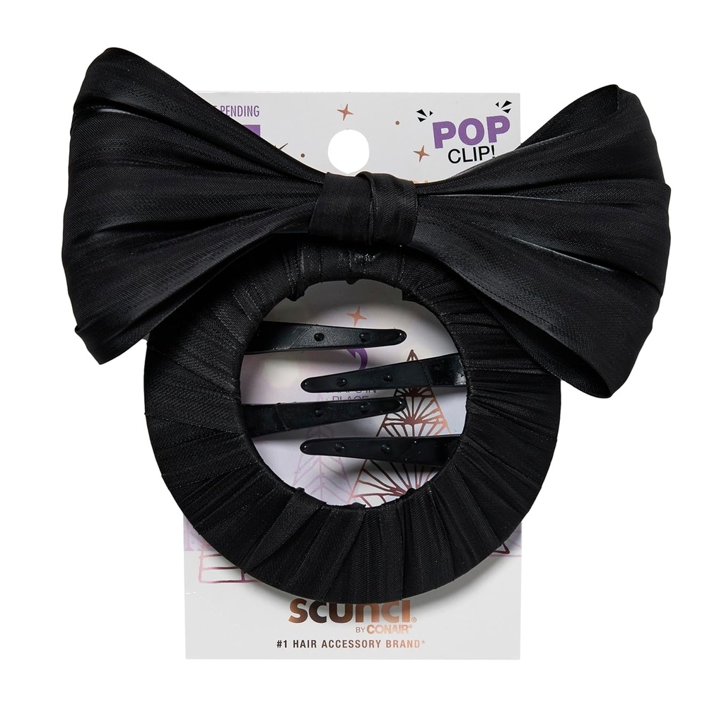 image:imageScunci by Conair Pop Clip Barrette hair accessories for women claw clips for thick hair claw clip Gifts for women teen girl gifts 1 CountBow Black