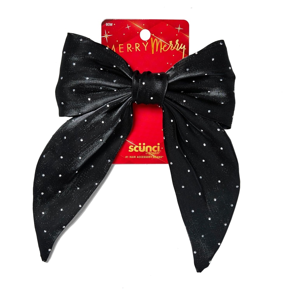 image:imageScunci by Conair Stud Bow Barrette hair bows holiday gifts for girls hair accessories for women stocking stuffers black bowBlack Shimmer