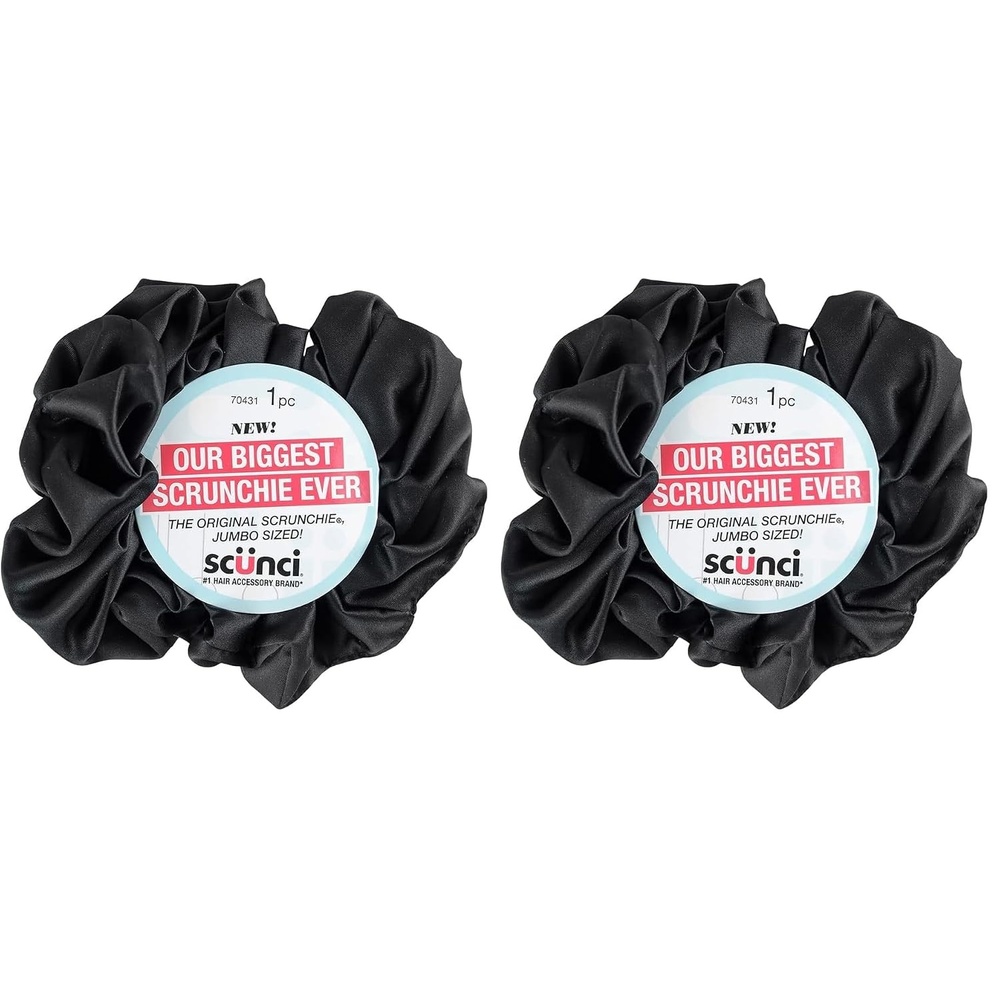 image:imageScunci by Conair The Original Satin Scrunchie hair accessories hair accessories for women hair ties valentines gifts for her oversized scrunchies Cherry RedBlack