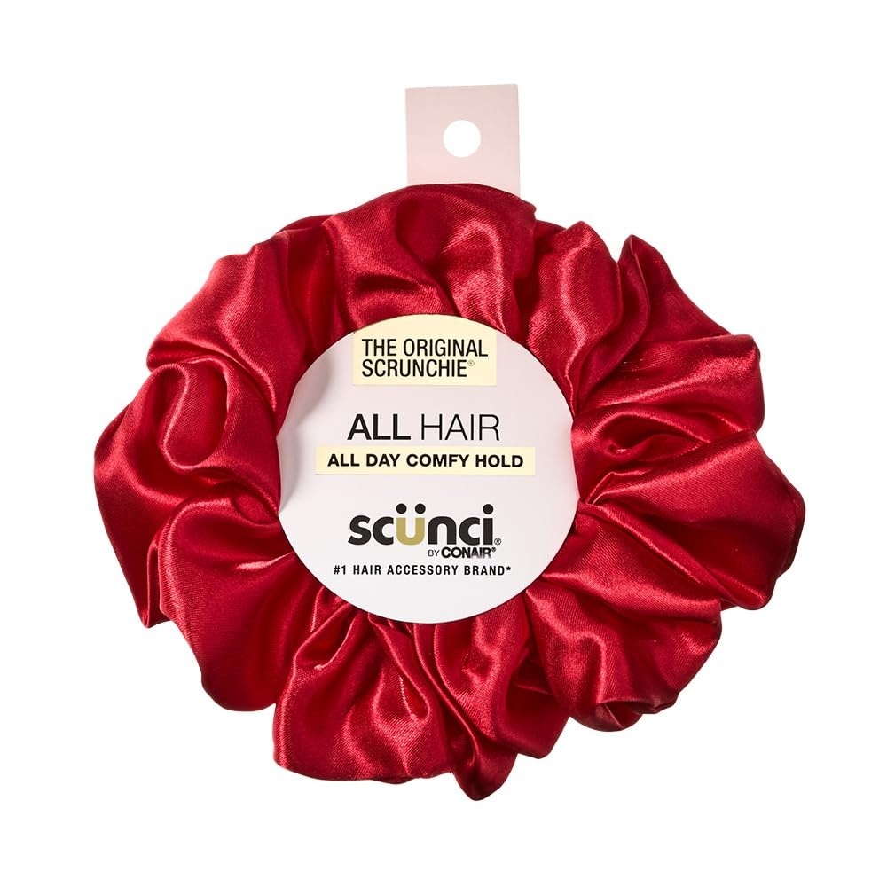image:imageScunci by Conair The Original Satin Scrunchie hair accessories hair accessories for women hair ties valentines gifts for her oversized scrunchies Cherry RedRed