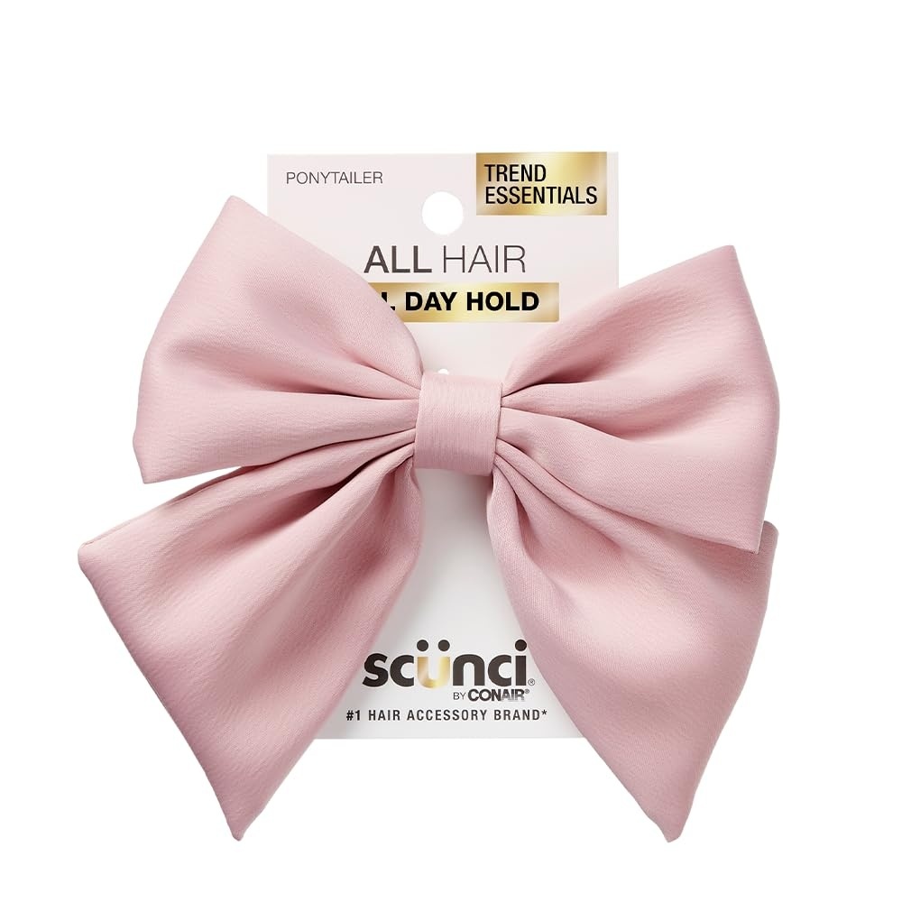 image:imageScunci by Conair elastic bow hair tie hair elastics bows hair accessories for women hair bows Pink Hair Bow Blush Pink ColorPink