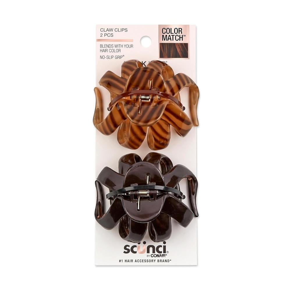 image:imageScunci by Conair jaw claw clips hair accessories for women claw clips for thick hair claw clip Black amp Tortoise 2 Count Strong interlocking octopusstyle teeth provide secure slipfree updos Black amp Tortoise 2Count 3743301Z04815Black Tortoise