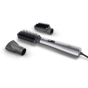 Braun 2-in-1 Blow Dryer Brush with 3 Attachments| Wet-to-Dry Hot Air Styler for All Hair Types | Volumize or Straighten(Silver)