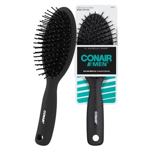 CONAIR Men Hair Brush, Men’s Detangler Brush for Everyday Brushing and All Hair Types, Flexible Cushion Base with Ball-Tipped Bristles Won’t Snag or Pull, Black(Black)