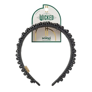 CONAIR Scunci Pearl Headband – ideal for all occasions- fashionable and trendy nonslip head band- hair accessories for women – holiday headwear – stocking stuffers – gifts for her -Ivory(Elphaba Black)