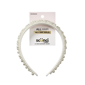 CONAIR Scunci Pearl Headband – ideal for all occasions- fashionable and trendy nonslip head band- hair accessories for women – holiday headwear – stocking stuffers – gifts for her -Ivory(Ivory)