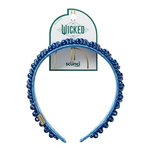 CONAIR Wicked 2 Elphaba Green Satin Twisted Spa bubble Headband – ideal for washing face and applying makeup – gifts for her – Scunci(Emerald Navy Blue)
