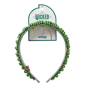CONAIR Wicked 2 Elphaba Green Satin Twisted Spa bubble Headband – ideal for washing face and applying makeup – gifts for her – Scunci(Emerald Poppy Green)
