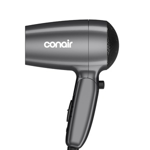 Conair 1875 Watt Travel Hair Dryer | Dual Voltage Folding Handle Travel Hair Dryer For All Hair Types, Gray, 124TLN(Compact)