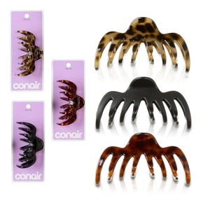 Conair 3-Pack Inner Teeth Claw Clips, Hair Clips for Women, Inner Teeth Flex for Tighter Hold, Claw Clips for Women, Ideal for All Hair Types, Tortoise Pattern, Blonde, and Black