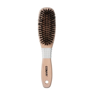 Conair Boar Bristle Hair Brush for Women, Natural Wood Handle Styling Brush for Sleek Slick Back Hair, Reduces Frizz, Adds Shine, Smooths & Detangles All Hair Types