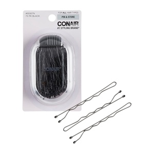 Conair Bobby Hair Pins, Brown Bobby Pins in Storage Tub, 500 Pack(Black)
