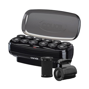 Conair Ceramic 1 1/2-inch Hot Rollers, Super Clips Included, Create Big Bouncy Curls(Black)