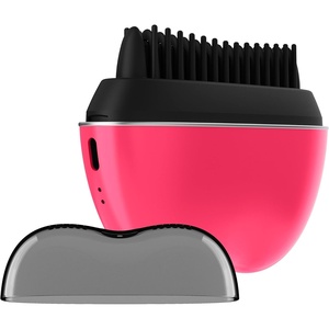 Conair Ceramic Ionic Smoothing Brush, Portable Frizz Control Styling Brush for Shine, 2 Heat Settings up to 360°F, USB-C Rechargeable, Travel-Friendly with Protective Cover, Hot Pink/Black, CR80