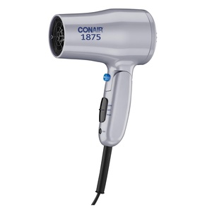 Conair Compact Hair Dryer, Travel Blow Dryer Folding Hair Dryers for Women, 1875W Travel Hair Dryer, Lightweight Hairdryer, Dual Voltage Hair Dryer for World Travel, 2 Heat/2 Speed, Cool Shot, Grey(1 Count (Pack of 1))
