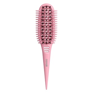 Conair Curl Define Pro Detangler Brush for Curly Hair, Dual Vents with Continuous Grooves, Mixed Bristles for Frizz-Free Detangling, Smoothing, and Curl Definition, For Shorter Hair with Tight Curls(Pink)