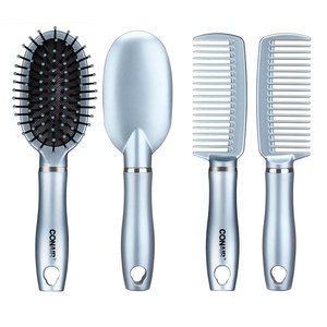 Conair Detangle & Style hair brush set – wide tooth comb and travel hair brush – Detangling Brush and Comb Set – Color at random – 2 Count(Assorted: Metallic Silver  Metallic Blue  and Metallic Pink)
