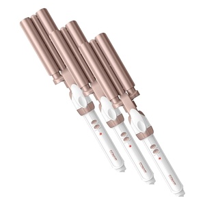 Conair Double Ceramic 3 Barrel Curling Iron, Triple Barrel Waver Hair Tool Creates Deep, Continuous Waves, Hair Curler for All Hair Lengths, White/Rose Gold(1 Inch (Pack of 3))