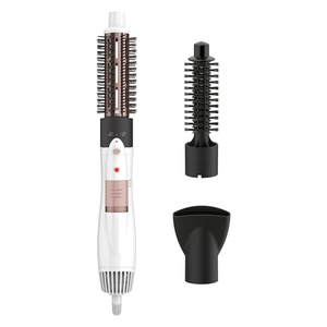 Conair Double Ceramic 3-in-1 Hot Air Brush, Interchangeable Attachments: 1¼-Inch Thermal Brush, ¾-Inch Boar and Nylon Bristle Brush, and Concentrator, Voluminous Curls & Straight Styles, White(Hot Air Brush)