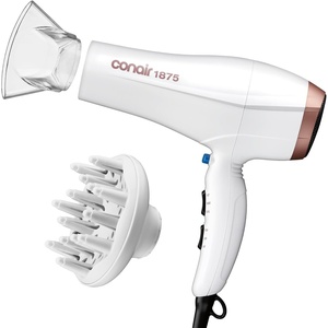 Conair Double Ceramic Ionic Hair Dryer | Double Ceramic ionic tech reduces frizz for fine, thick, and curly hair types, White, Model 566DCN4