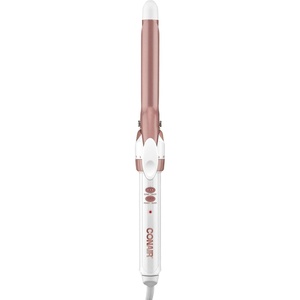Conair Double Ceramic Long Barrel 1 ¼-In. Curling Iron | 1 ¼ In. Barrel with 30 Heat Settings for Medium to Long Hair, Loose Curls and Classic Waves, Rose Gold/White, CD702L(Rose)