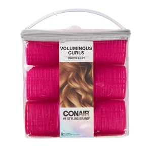 Conair Heatless Hair Curlers, Self-Grip Hair Rollers for Women Provide Lift & Volume, Assorted Sizes & Colors, 31 Count with Reusable Zippered Bag(Hot Pink)