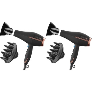 Conair InfinitiPRO AC Motor Pro Hair Dryer | Professional ionic ceramic blow dryer for faster, frizz-free drying on all hair types, Black, Model 650X(Black With Bonus Diffuser and Concentrator)