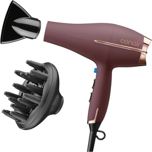 Conair InfinitiPRO AC Motor Pro Hair Dryer | Professional ionic ceramic blow dryer for faster, frizz-free drying on all hair types, Black, Model 650X(Plum)