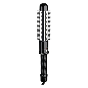 Conair Instant Heat ¾-In. Curling Iron Brush | Smart Tech ¾-in. hot brush with nylon bristles for curls on short hair textures, Black/Silver, BC84GNR11(Black)