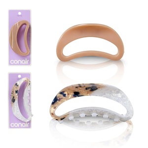 Conair® Luxe Large Open-Center Claw Clips 2PK, Strong Hold Hair Clips for Women, Modern Cute Hair Clips/Cute Claw Clips, Lightweight & Durable, All Hair Types, Neutral Solid & Tortoise Finish