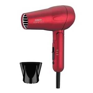 Conair Mini Pro Hair Dryer, Travel Hair Dryer with Folding Handle, Red(Hair Dryer – Folding Handle)