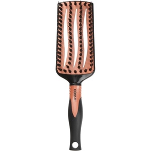 Conair Quick Blow-Dry Pro Vented Porcupine Hairbrush with Mixed Boar and Nylon Bristles, Copper Plate for Even Heat Distribution, Vented Design for Airflow, and Oil-Distributing Bristles for Shine