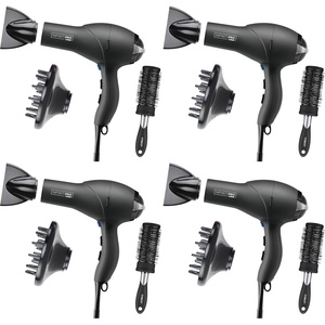 Conair Salon Hair Dryer | 1875W AC Motor for All Hair Types, Includes Bonus Round Brush, Concentrator, Diffuser, Black, 259AMRY(Grey With Bonus Brush)