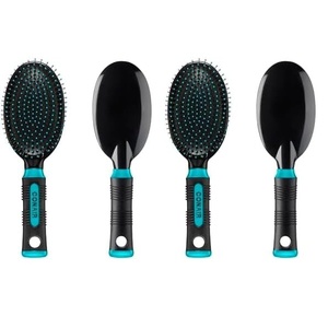 Conair Salon Results 3-Pack Hair Brushes, Detangling Hair Brush for Men and Women, For All Hair Types, Metal Bristles and Cushion Base, Black(Black / Teal)